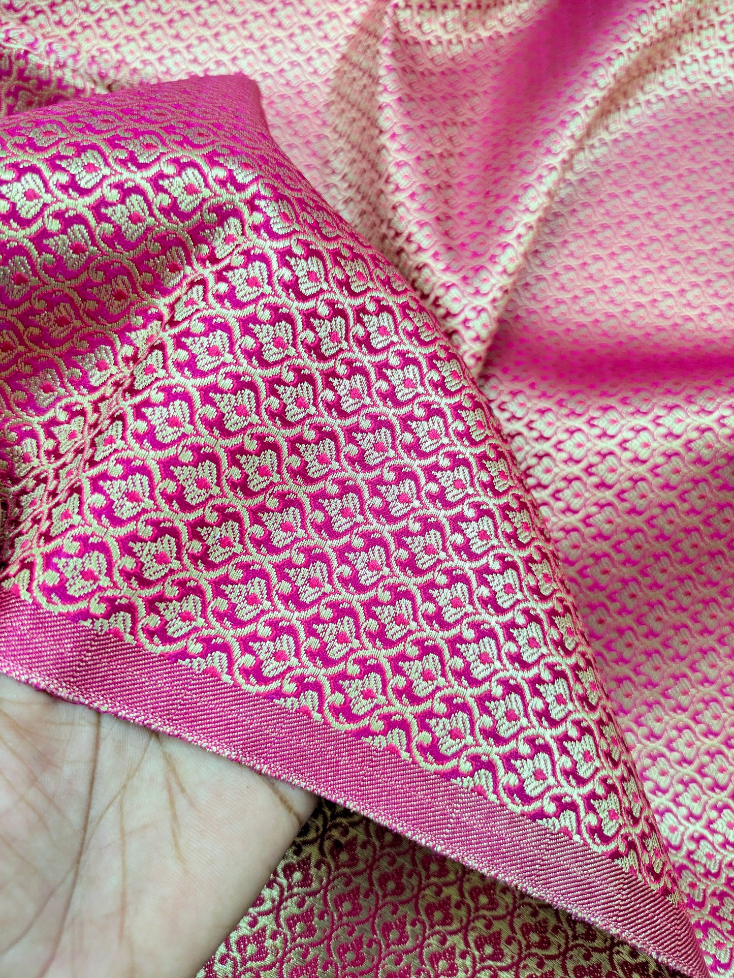 Brocade fabric Jacquard damask fabric Pink Gold brocade Wedding bridal Dress Designer fabric Silk Brocade Home Furnishing Fabric By the Yard NFAF154