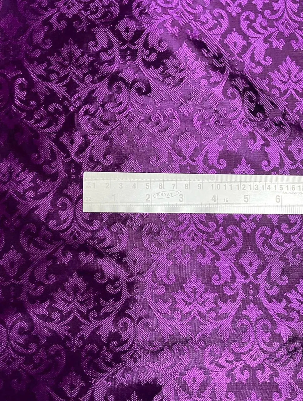 Brocade fabric Damask Jacquard fabric Purple embossed brocade fabric Home decor Fabric Dress Bridal Indian brocade fabric by the yard meter