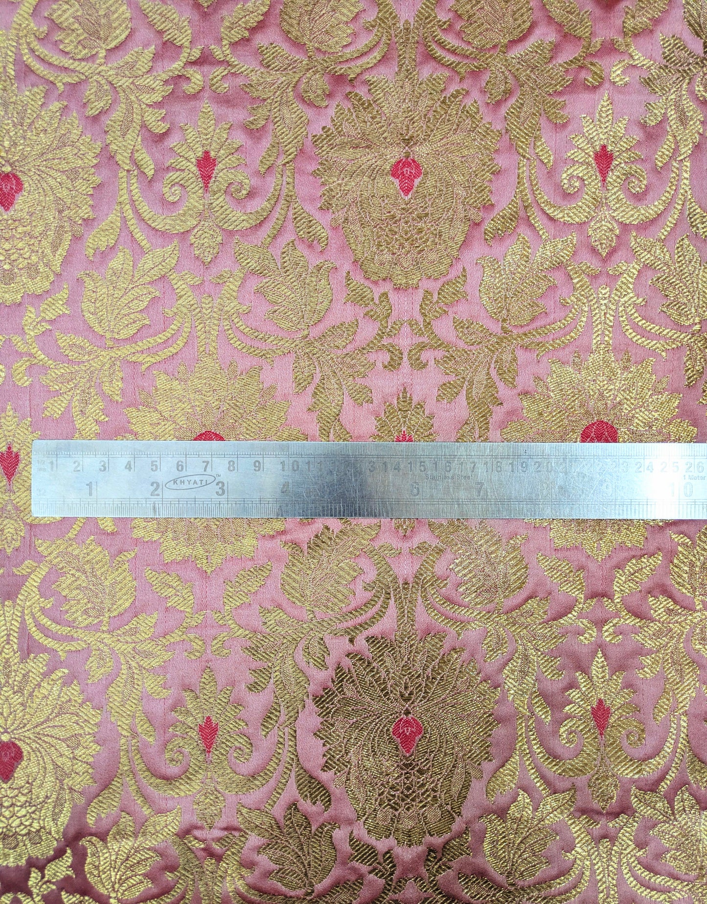 Brocade fabric Pink Gold fabric Jacquard Damask Fabric High Quality Indian Banarasi brocade Silk Wedding Bridal dress fabric by the yard NFAF16