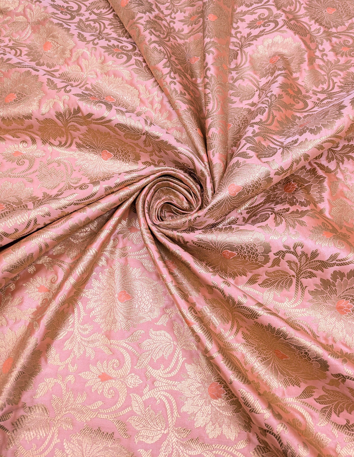 Peach and gold jacquard brocade fabric, Home décor fabric, Rayon silk brocade, Gothic fabric , Designer fabric, Lace brocade fabric - NFAF175