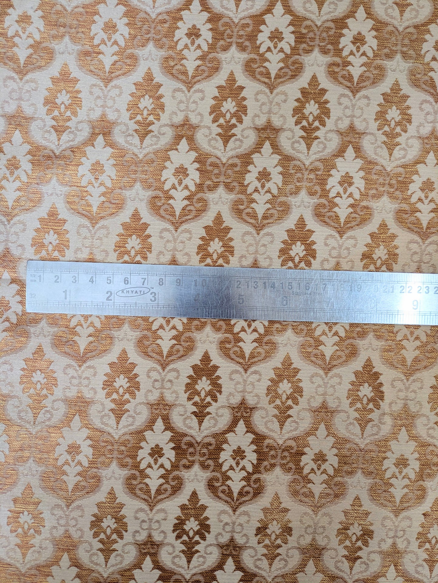 Banarasi Brocade Fabric, Beige Gold Jacquard fabric, Rayon silk brocade, Medieval fabric, Designer fabric, Gold fabric - NFAF193