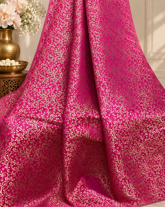 Brocade fabric Jacquard damask fabric Pink Gold brocade Wedding bridal Dress Designer fabric Silk Brocade Home Furnishing Fabric By the Yard NFAF197