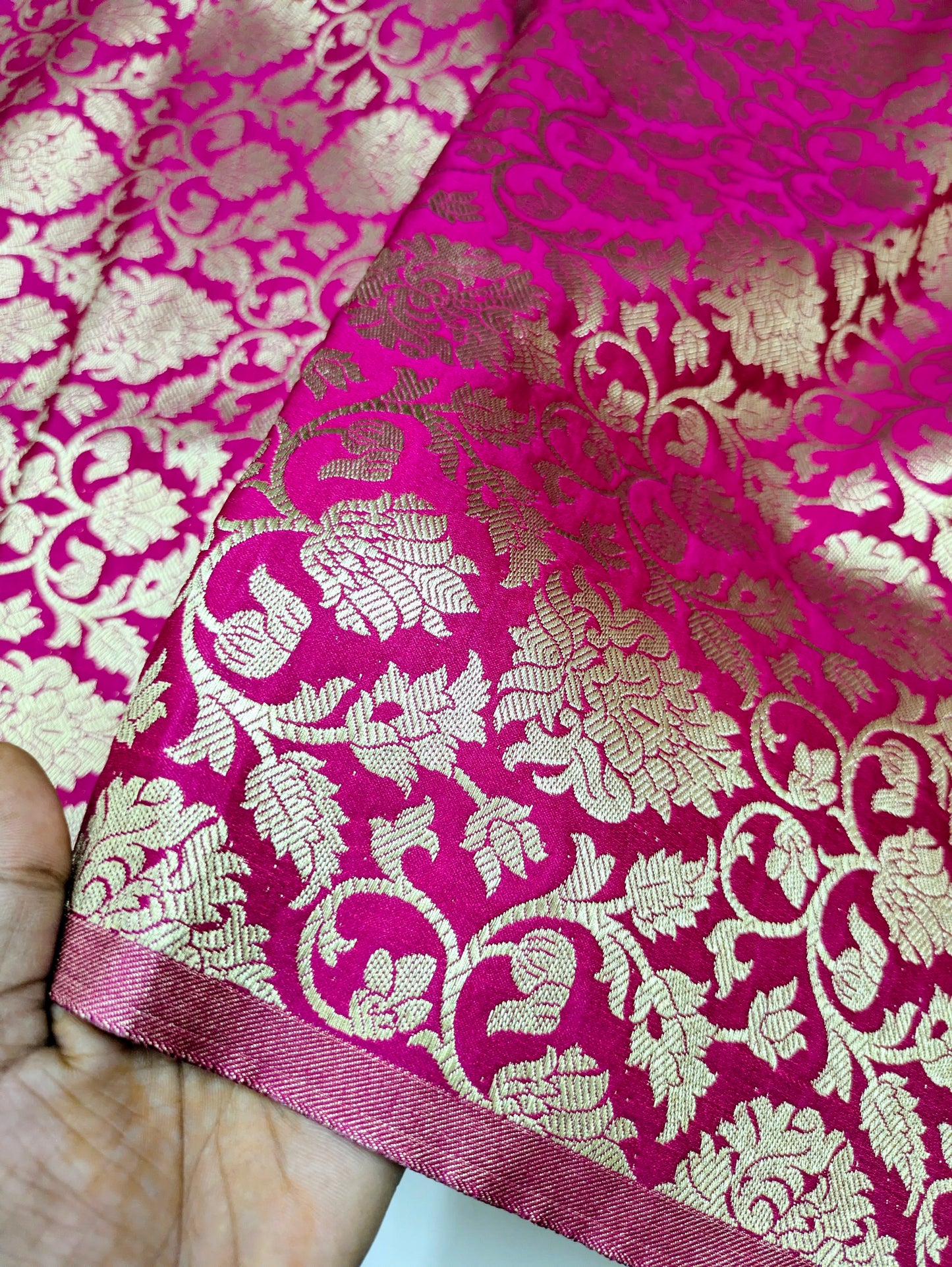 Indian banarasi brocade fabric, Pink gold rayon silk brocade, Wedding dress, Flower brocade, Gold fabric, Lace brocade, Party fabric - NFAF205