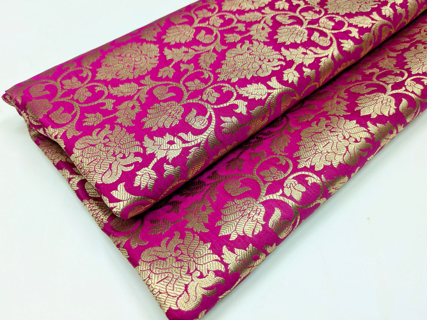 Indian banarasi brocade fabric, Pink gold rayon silk brocade, Wedding dress, Flower brocade, Gold fabric, Lace brocade, Party fabric - NFAF205