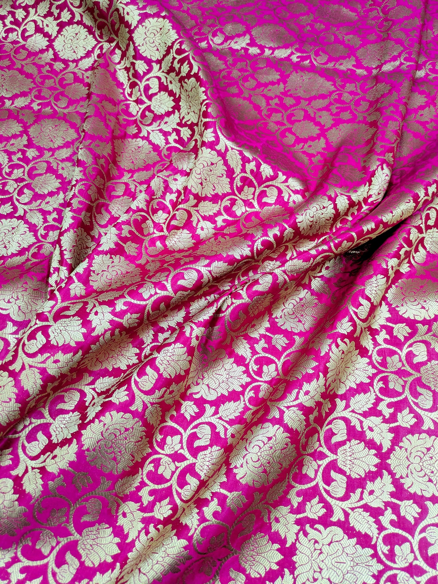 Indian banarasi brocade fabric, Pink gold rayon silk brocade, Wedding dress, Flower brocade, Gold fabric, Lace brocade, Party fabric - NFAF205