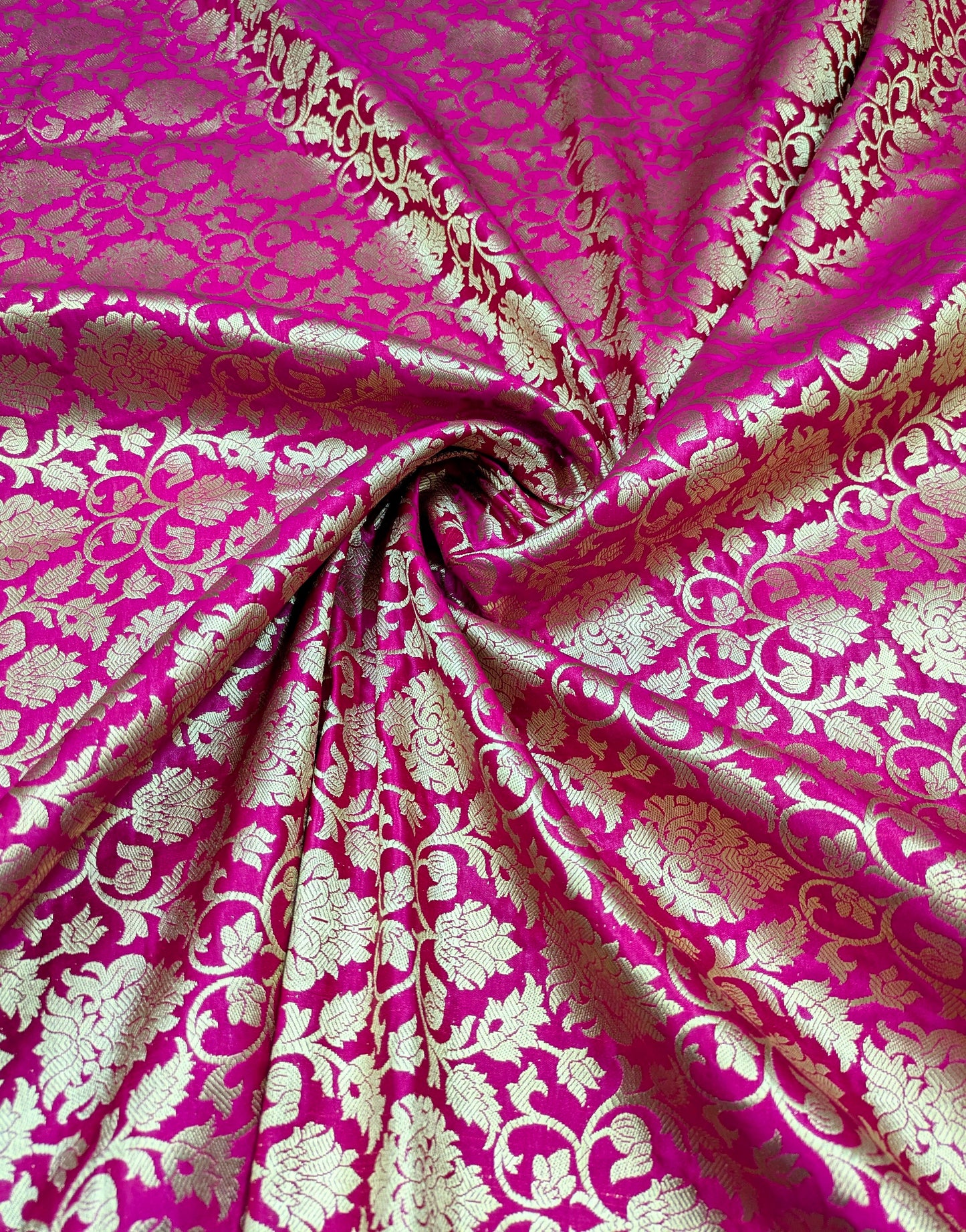 Indian banarasi brocade fabric, Pink gold rayon silk brocade, Wedding dress, Flower brocade, Gold fabric, Lace brocade, Party fabric - NFAF205