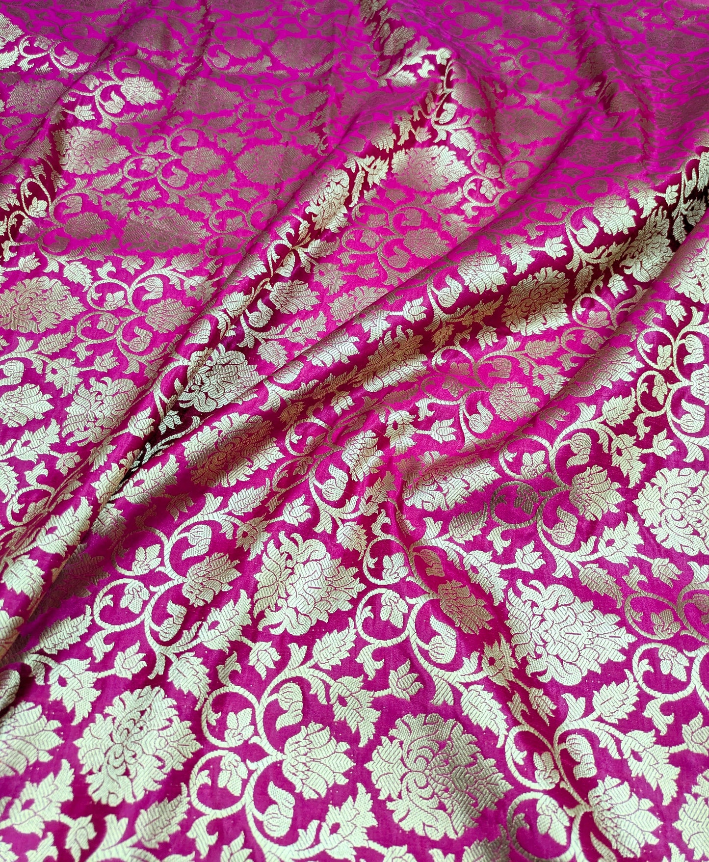 Indian banarasi brocade fabric, Pink gold rayon silk brocade, Wedding dress, Flower brocade, Gold fabric, Lace brocade, Party fabric - NFAF205
