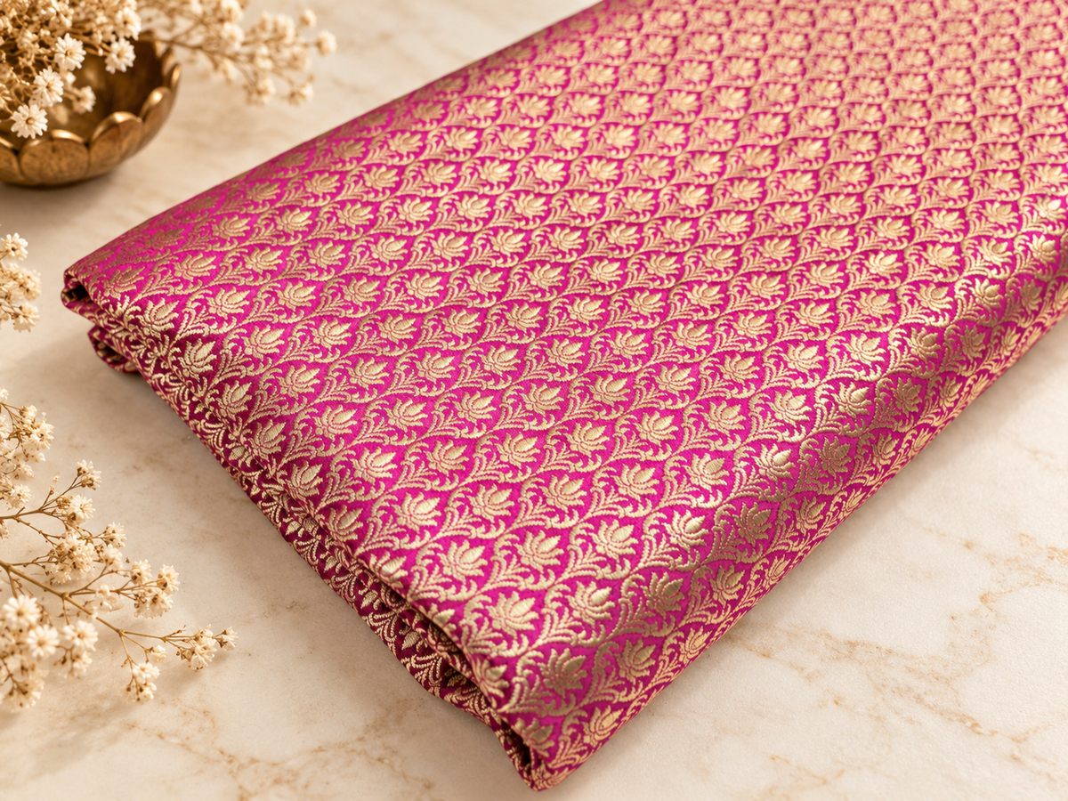 Indian Banarasi Brocade Fabric, Pink gold Wedding inspiration fabric, Wedding inspiration, Theatre costume, Renaissance fabric - NFAF214