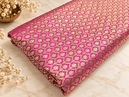 Indian Banarasi Brocade Fabric, Pink gold Wedding inspiration fabric, Wedding inspiration, Theatre costume, Renaissance fabric - NFAF214