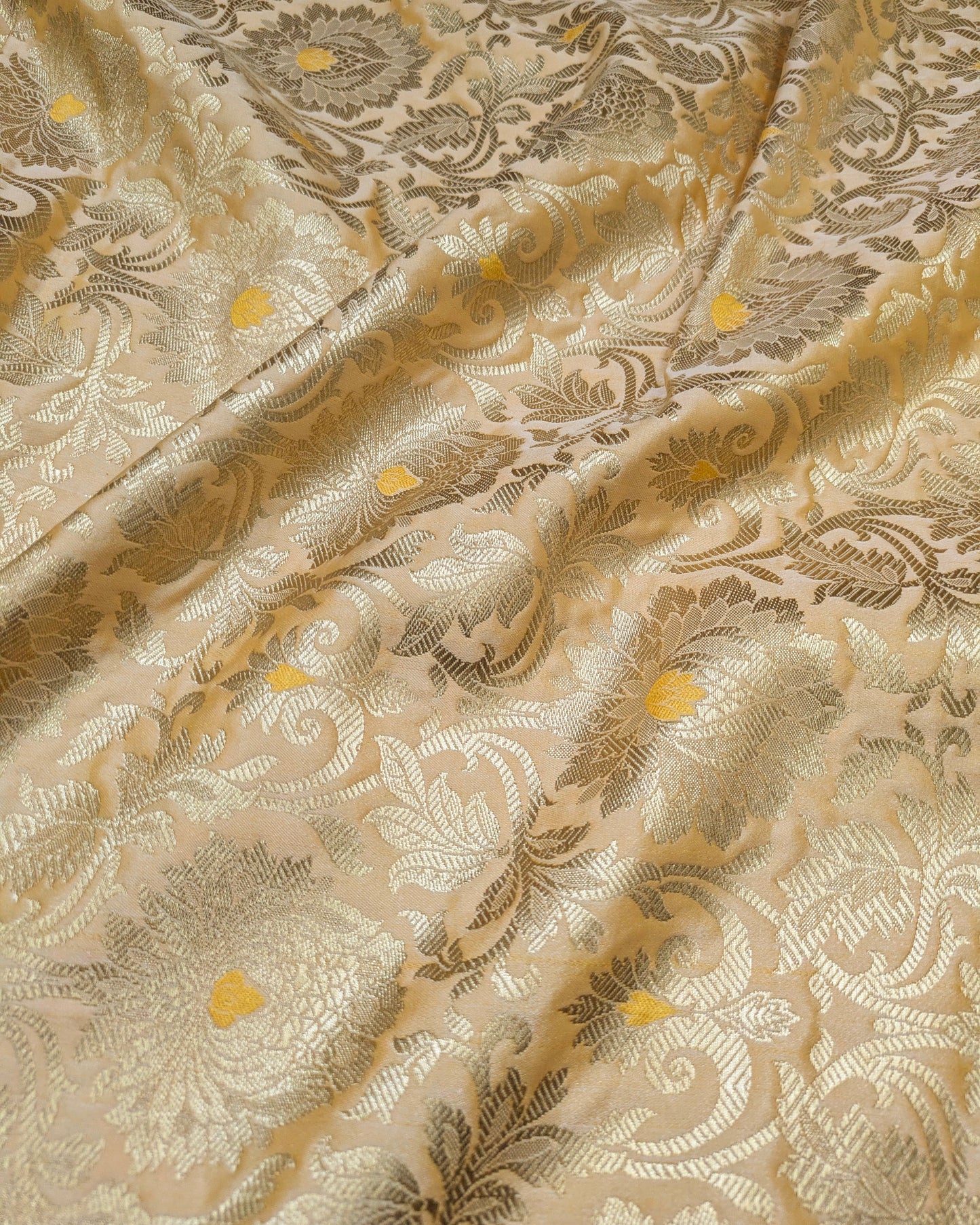 Banarasi Brocade fabric, Beige Gold Rayon silk brocade, Historical fabric, Wedding inspiration,  Renaissance fabric, Designer fabric - NFAF21