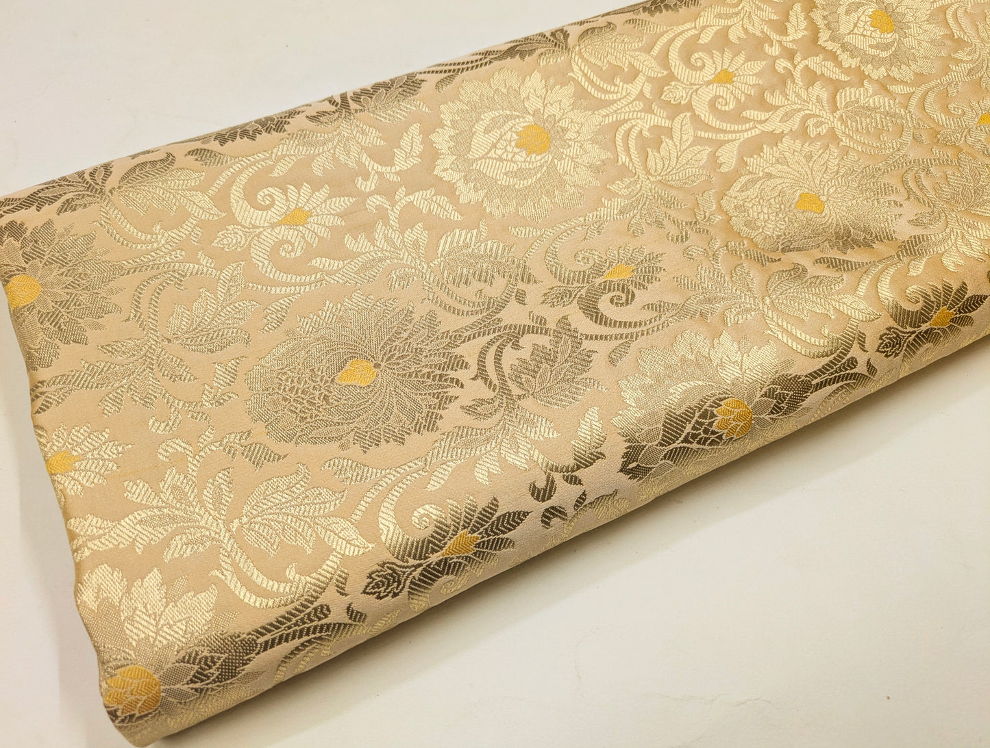 Banarasi Brocade fabric, Beige Gold Rayon silk brocade, Historical fabric, Wedding inspiration,  Renaissance fabric, Designer fabric - NFAF21