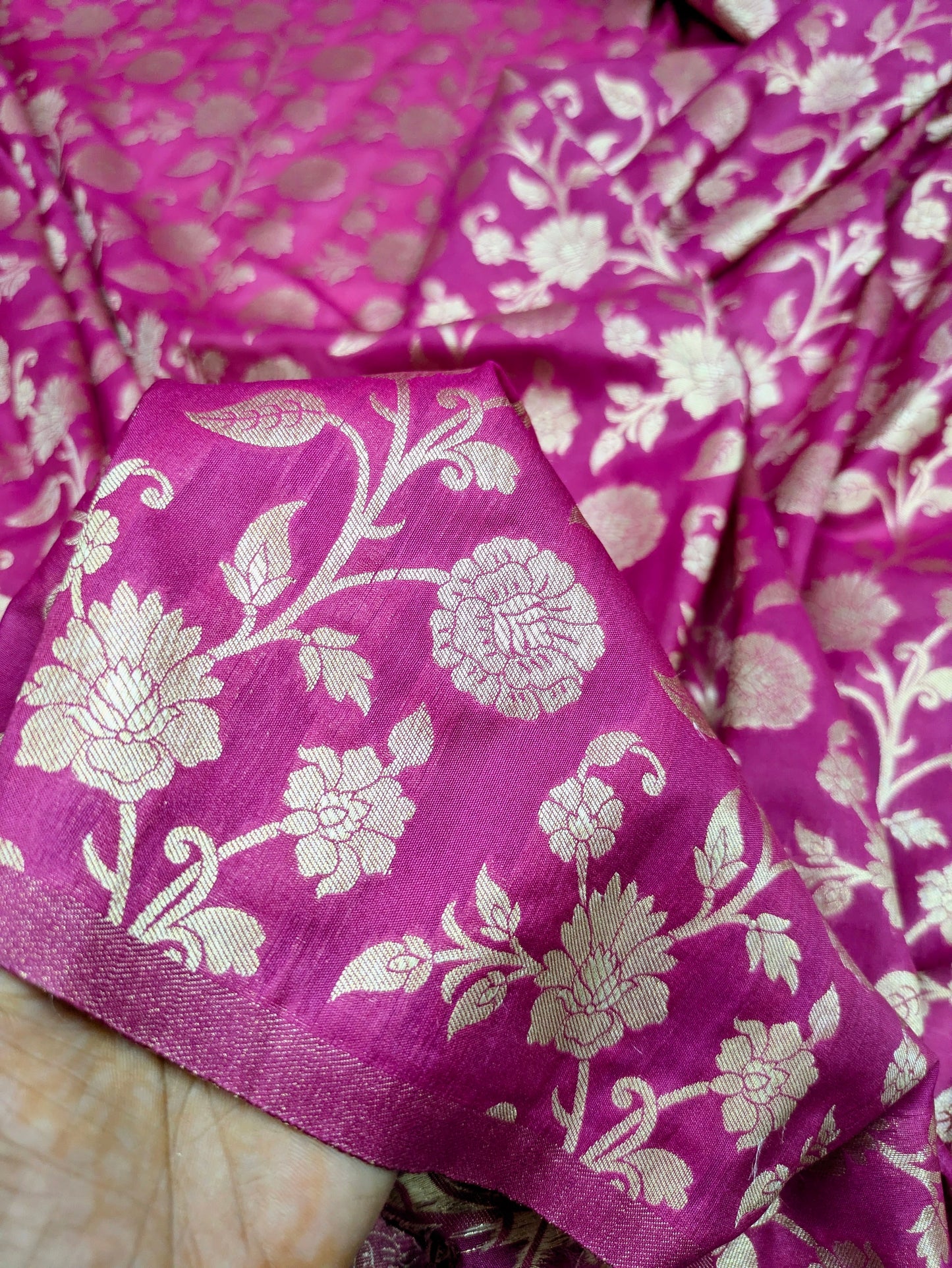 Fuchsia gold banarasi brocade fabric, Wedding dress, Medieval fabric, Designer fabric, fabric by the yard/meter - NFAF223