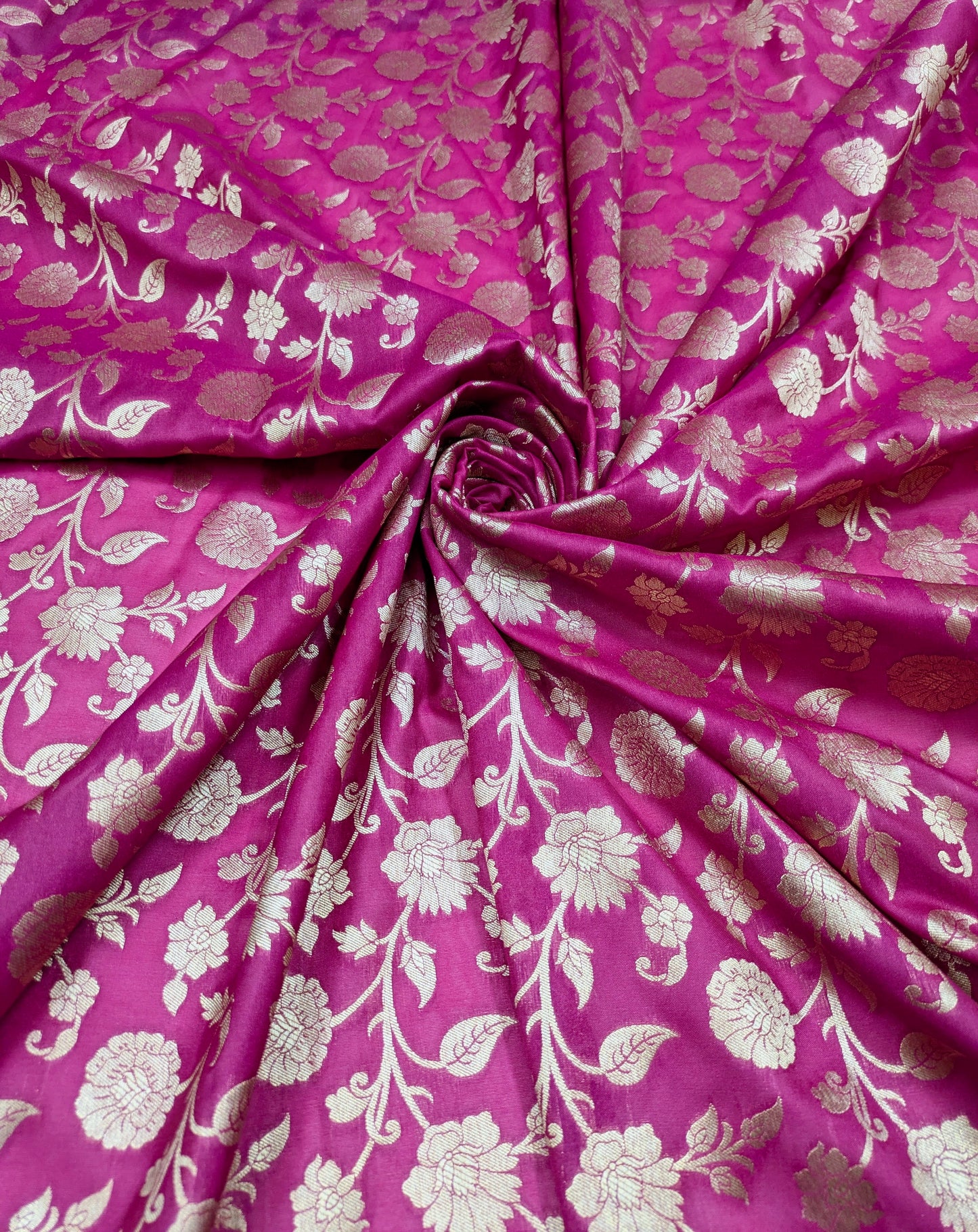 Fuchsia gold banarasi brocade fabric, Wedding dress, Medieval fabric, Designer fabric, fabric by the yard/meter - NFAF223