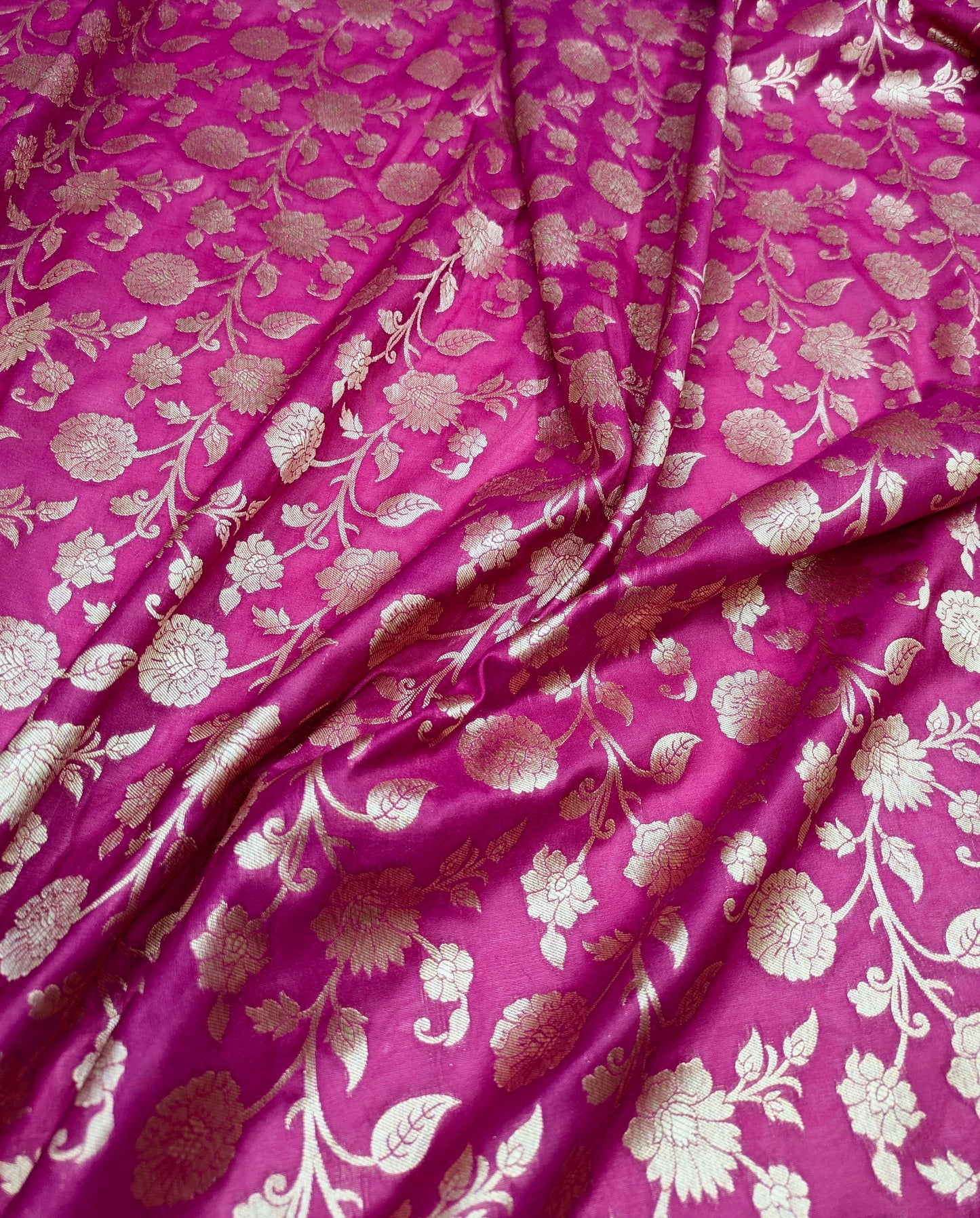 Fuchsia gold banarasi brocade fabric, Wedding dress, Medieval fabric, Designer fabric, fabric by the yard/meter - NFAF223