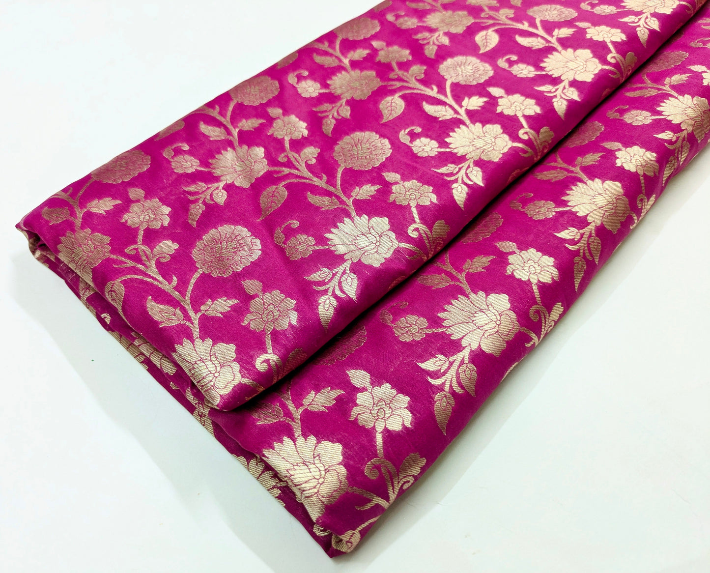 Fuchsia gold banarasi brocade fabric, Wedding dress, Medieval fabric, Designer fabric, fabric by the yard/meter - NFAF223