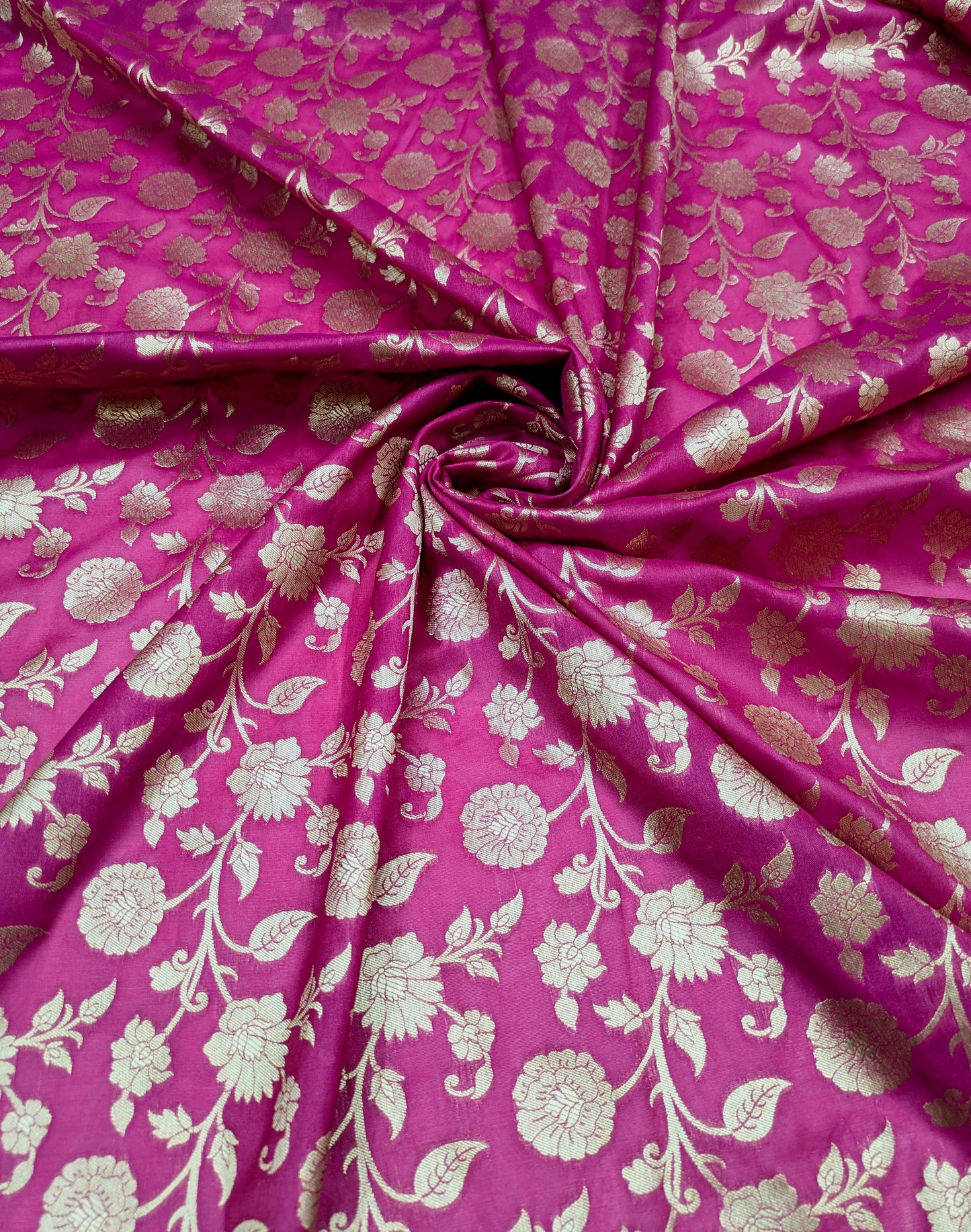 Fuchsia gold banarasi brocade fabric, Wedding dress, Medieval fabric, Designer fabric, fabric by the yard/meter - NFAF223