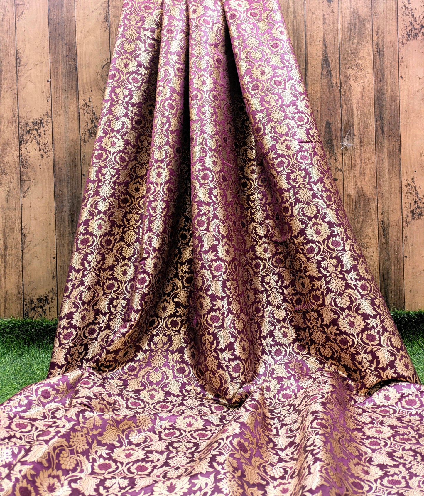 Brocade fabric Burgundy Gold Jacquard Damask Rayon Silk brocade Fabric Wedding Bridal High Grade Designer fabric by the yard Material NFAF22