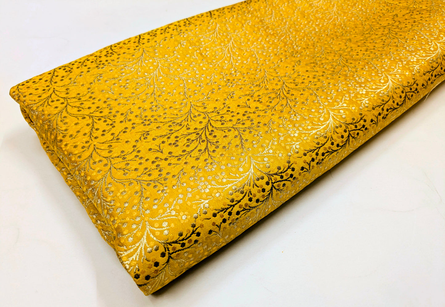 Indian Brocade Fabric Yellow & Gold Jacquard fabric Upholstery fabric Wedding Dress fabric Fahion Fabric by the yard/meter - NFAF301
