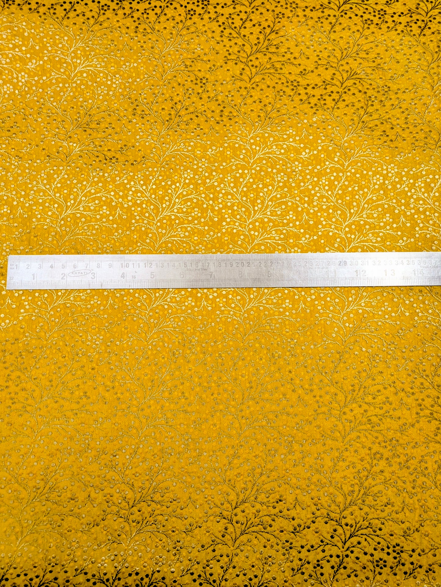 Indian Brocade Fabric Yellow & Gold Jacquard fabric Upholstery fabric Wedding Dress fabric Fahion Fabric by the yard/meter - NFAF301