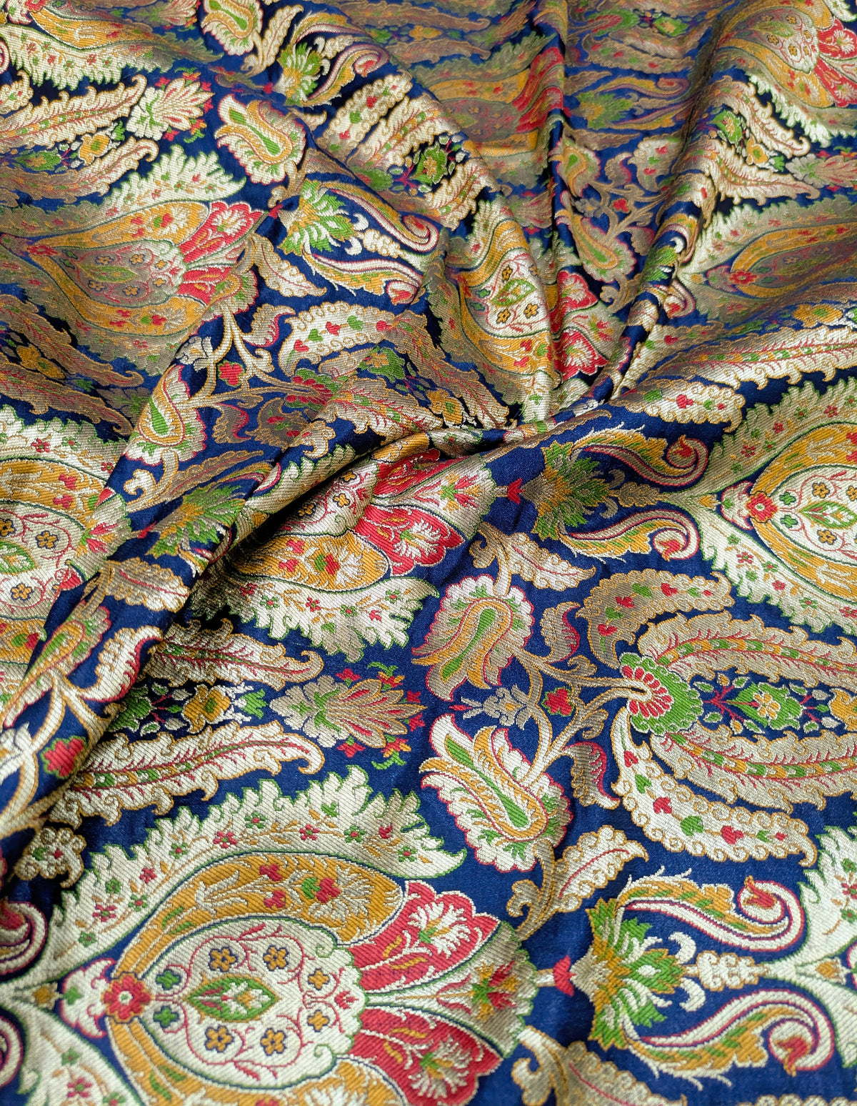 Banarasi Brocade fabric, Navy blue gold Rayon silk brocade,  Historical fabric, Hautecouture, Gold fabric, Vintage textile, Fashion fabric - NFAF308