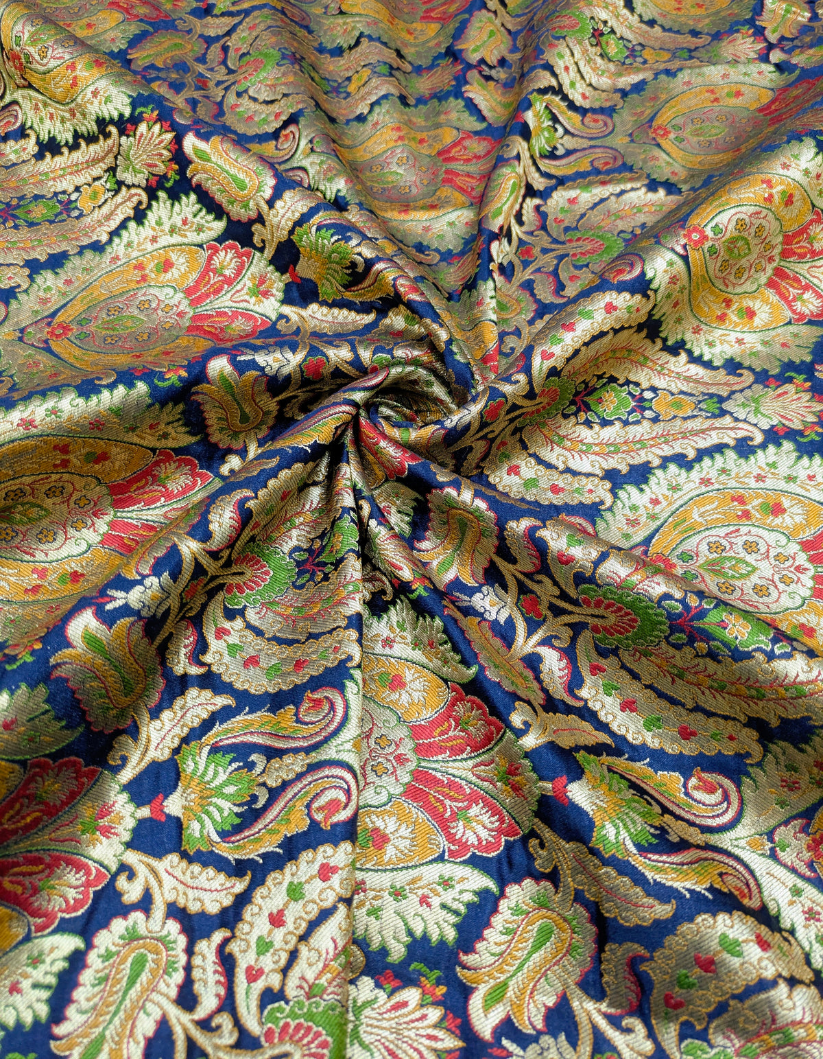 Banarasi Brocade fabric, Navy blue gold Rayon silk brocade,  Historical fabric, Hautecouture, Gold fabric, Vintage textile, Fashion fabric - NFAF308