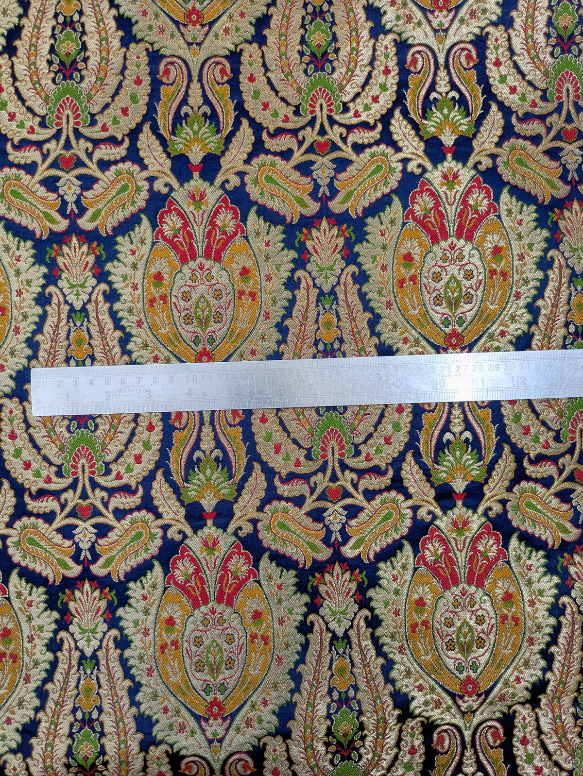 Banarasi Brocade fabric, Navy blue gold Rayon silk brocade,  Historical fabric, Hautecouture, Gold fabric, Vintage textile, Fashion fabric - NFAF308