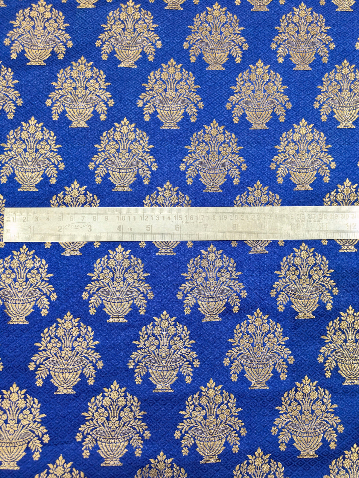 Brocade Fabric Jacquard damask fabric Gold Blue brocade Wedding bridal fabric Festival clothing Designer Brocade fabric by the yard- NFAF310