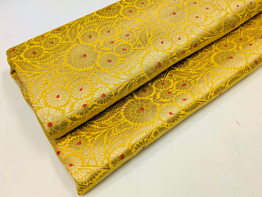 Brocade fabric Yellow Gold Jacquard fabric Luxury Wedding bridal dress fabric Upholstery Brocade Fabric home decor fabric by the yard