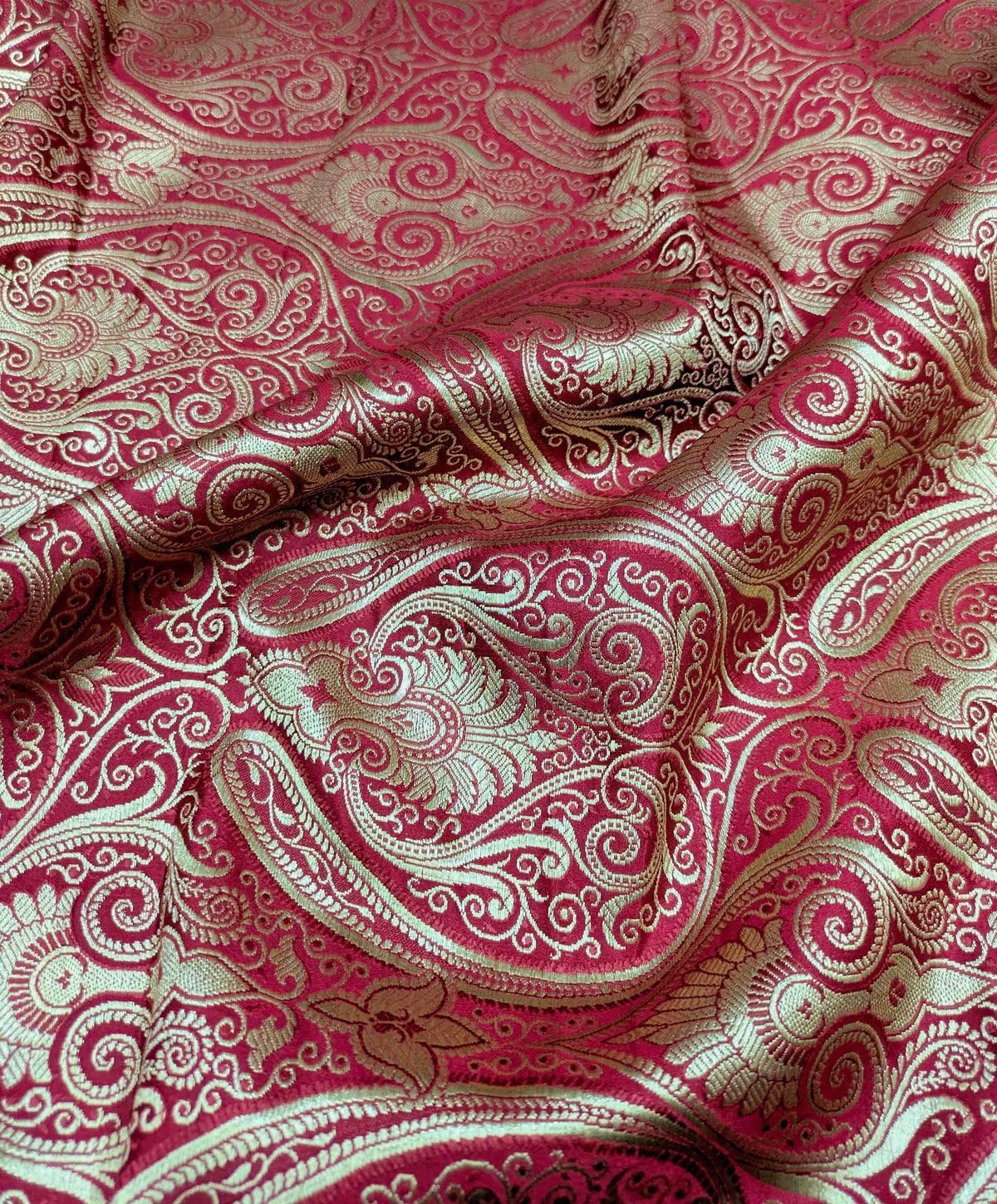 Brocade Fabric Red Gold Jacquard Damask Wedding Dress brocade Fabric Historical fabric Upholstery Home decor Fabric by the yard - NFAF319
