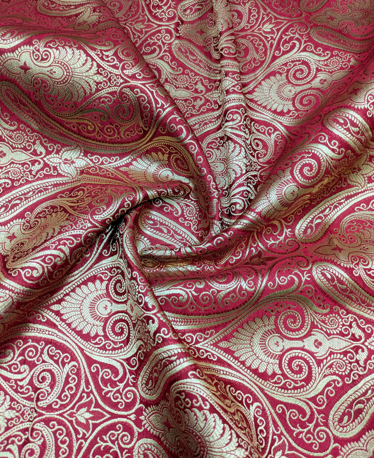 Brocade Fabric Red Gold Jacquard Damask Wedding Dress brocade Fabric Historical fabric Upholstery Home decor Fabric by the yard - NFAF319