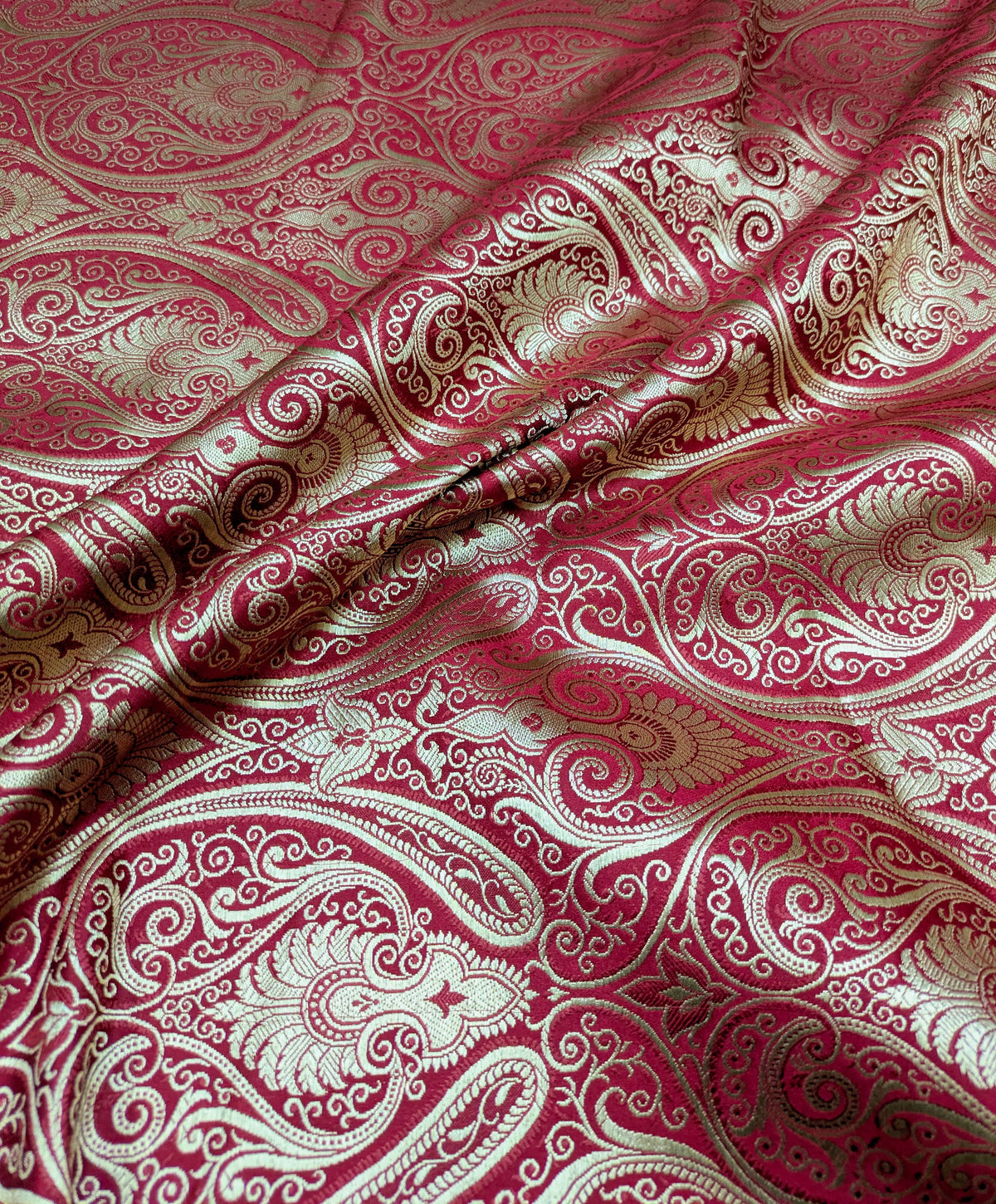Brocade Fabric Red Gold Jacquard Damask Wedding Dress brocade Fabric Historical fabric Upholstery Home decor Fabric by the yard - NFAF319