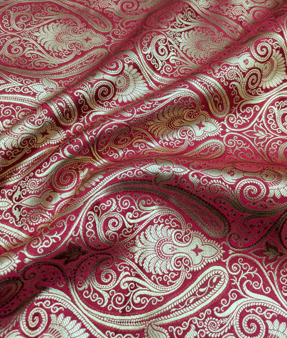 Brocade Fabric Red Gold Jacquard Damask Wedding Dress brocade Fabric Historical fabric Upholstery Home decor Fabric by the yard - NFAF319