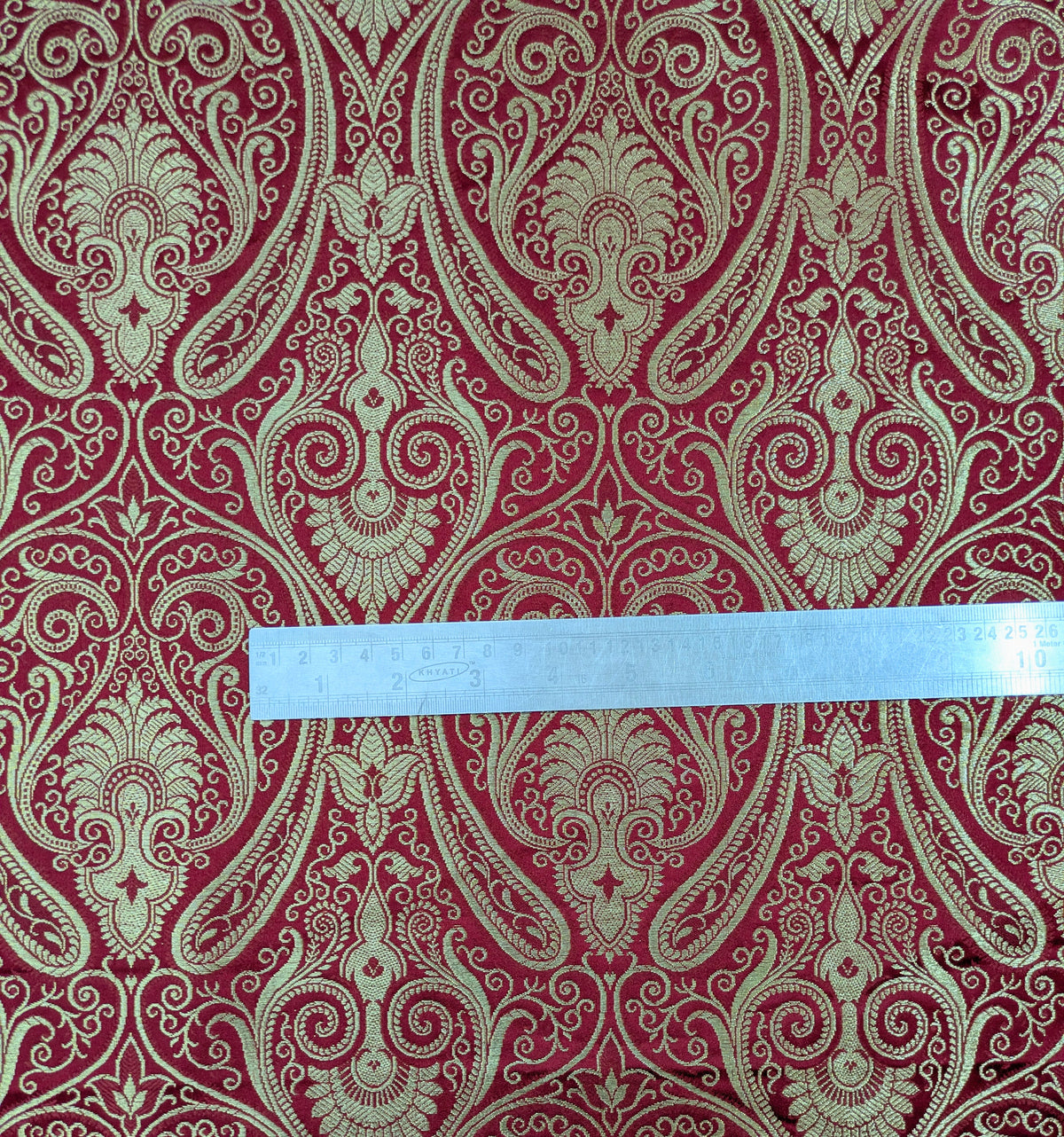 Brocade Fabric Red Gold Jacquard Damask Wedding Dress brocade Fabric Historical fabric Upholstery Home decor Fabric by the yard - NFAF319