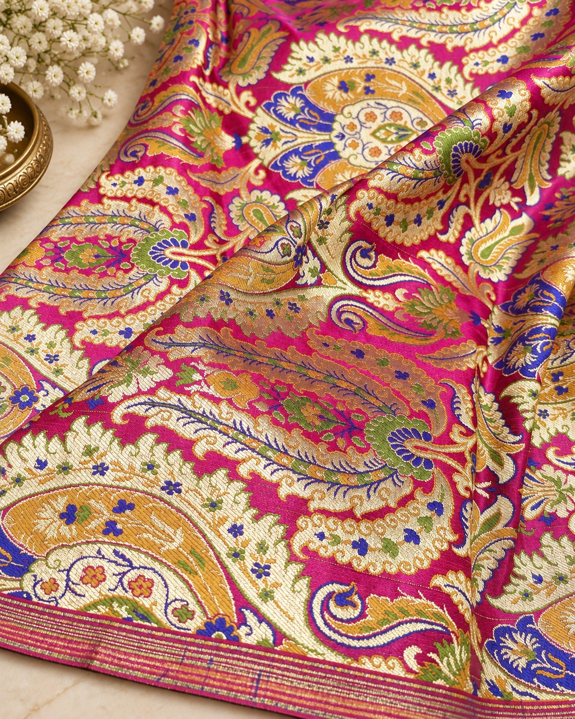 Indian brocade fabric Pink Gold brocade Dress fabric Luxurious brocade High quality brocade Rayon silk brocade Saree fabric by the yard