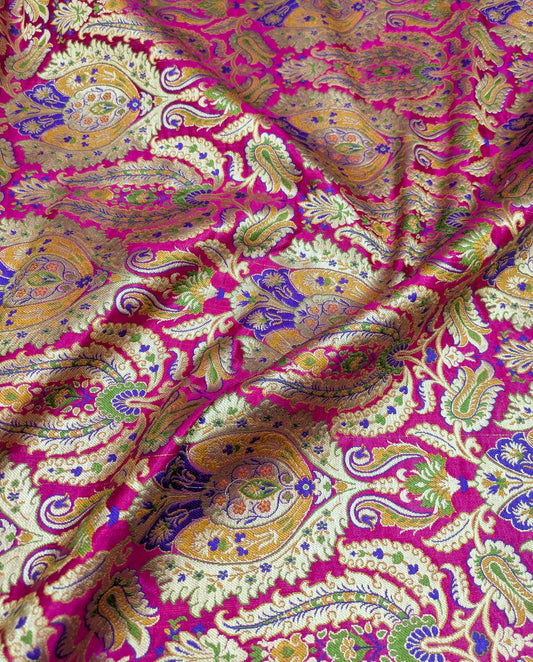 Indian brocade fabric Pink Gold brocade Dress fabric Luxurious brocade High quality brocade Rayon silk brocade Saree fabric by the yard