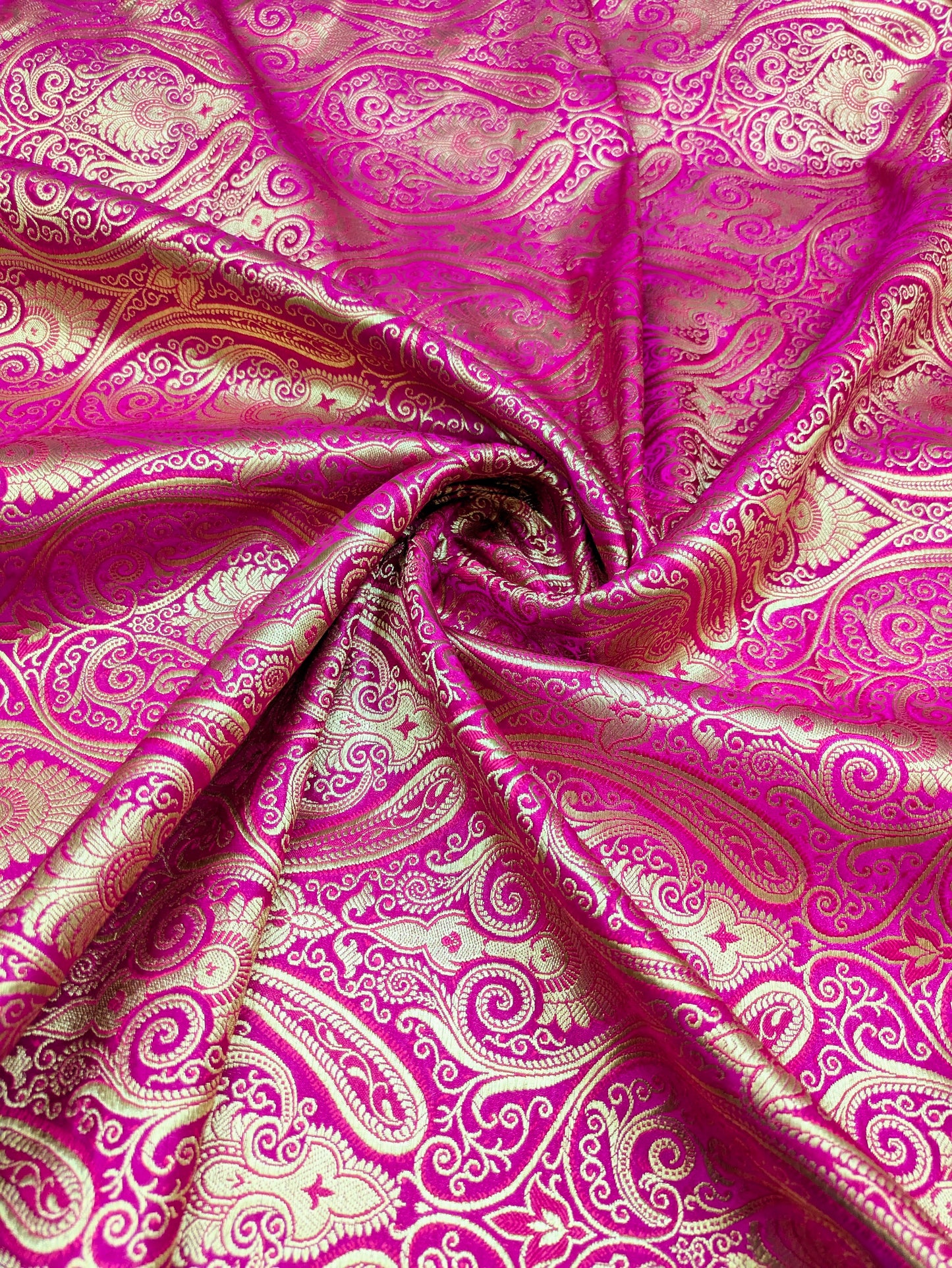 Brocade fabric Jacquard damask fabric Purple Gold Brocade Fabric for Wedding Festival Dress bridal Satin Silk Brocade Fabric by the yard