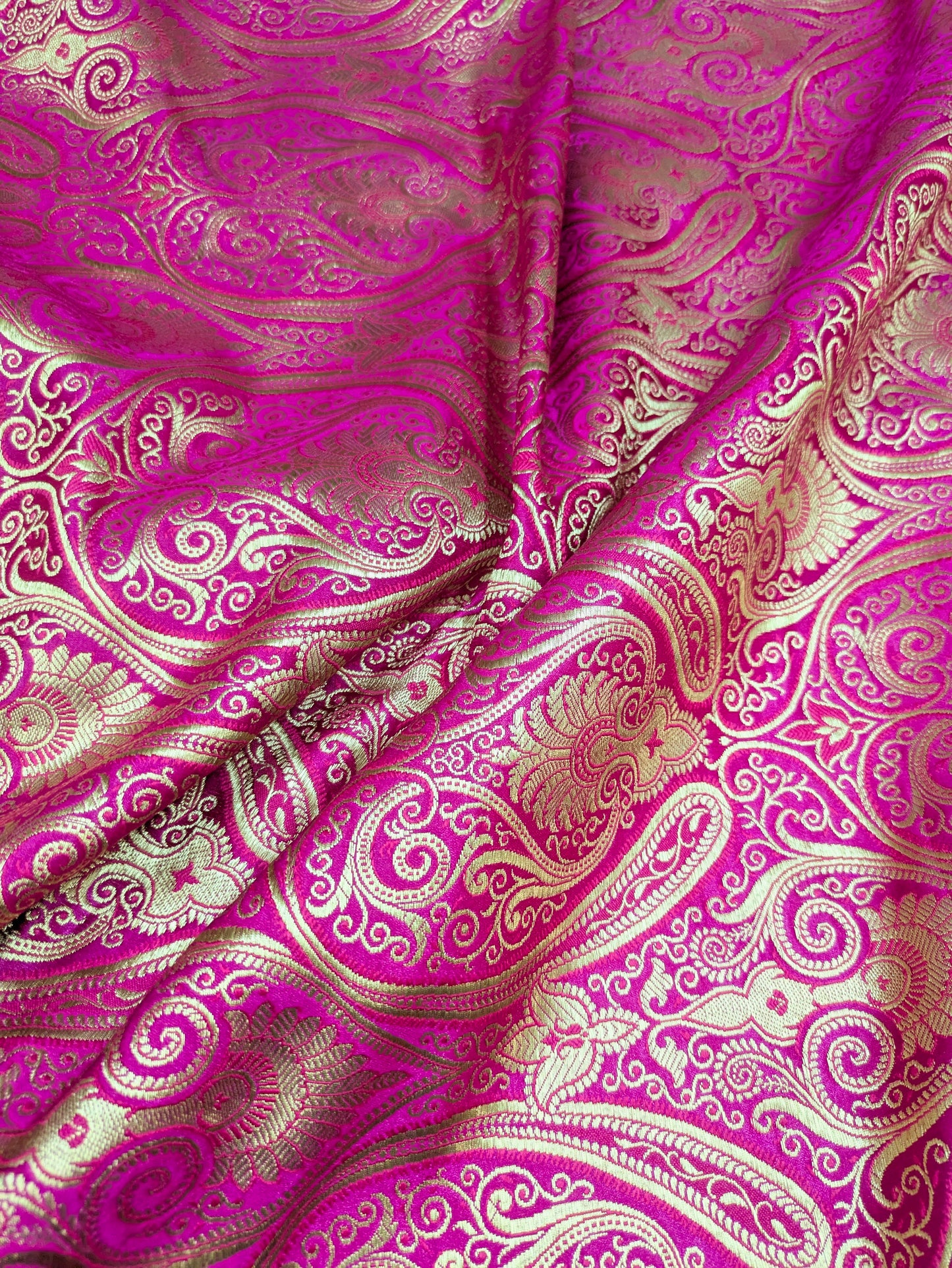 Brocade fabric Jacquard damask fabric Purple Gold Brocade Fabric for Wedding Festival Dress bridal Satin Silk Brocade Fabric by the yard