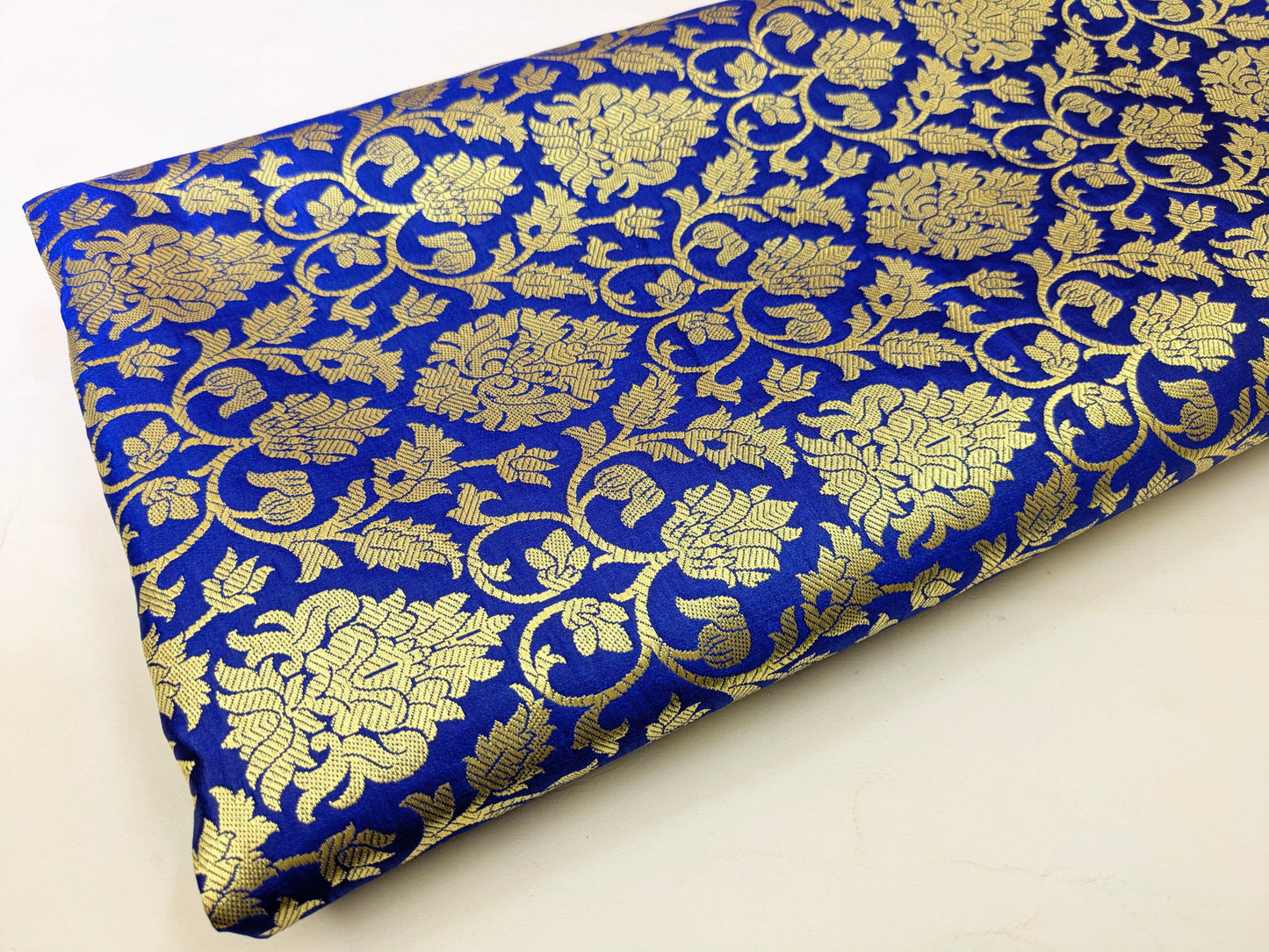 Brocade fabric Jacquard damask fabric Blue gold brocade Wedding bridal fabric silk dress Clothing Material Brocade fabric by the yard