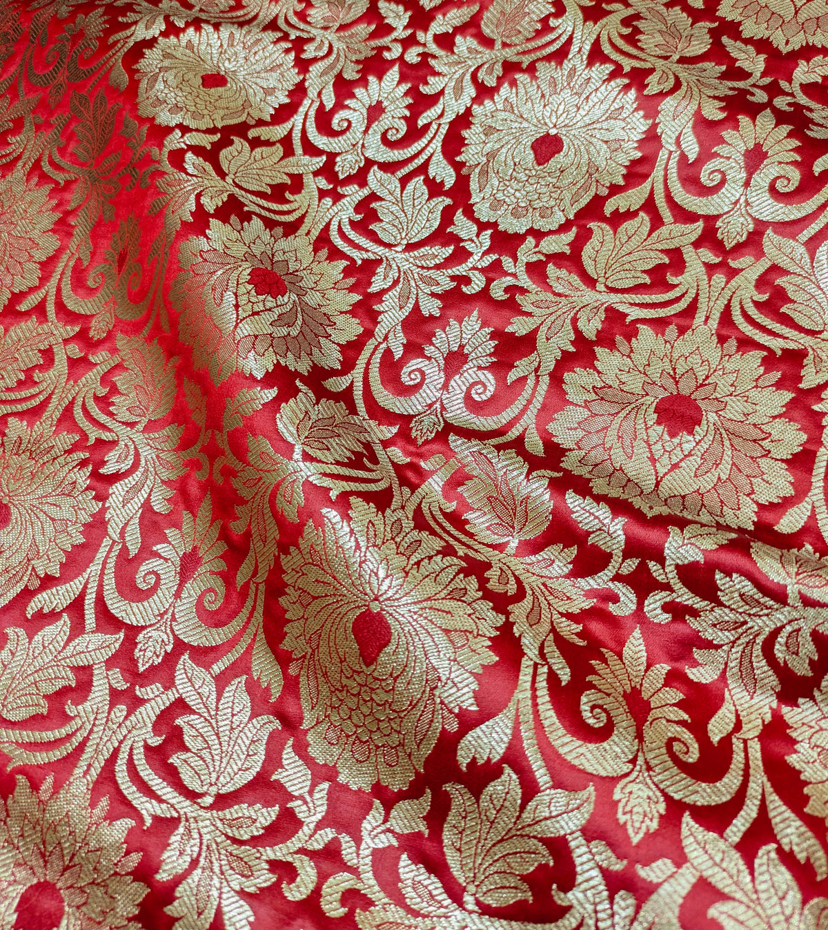 Red Brocade fabric Jacquard fabric Gold brocade fabric Wedding bridal dress fabric Festival clothing Home Decor fabric by the yard- NFAF367
