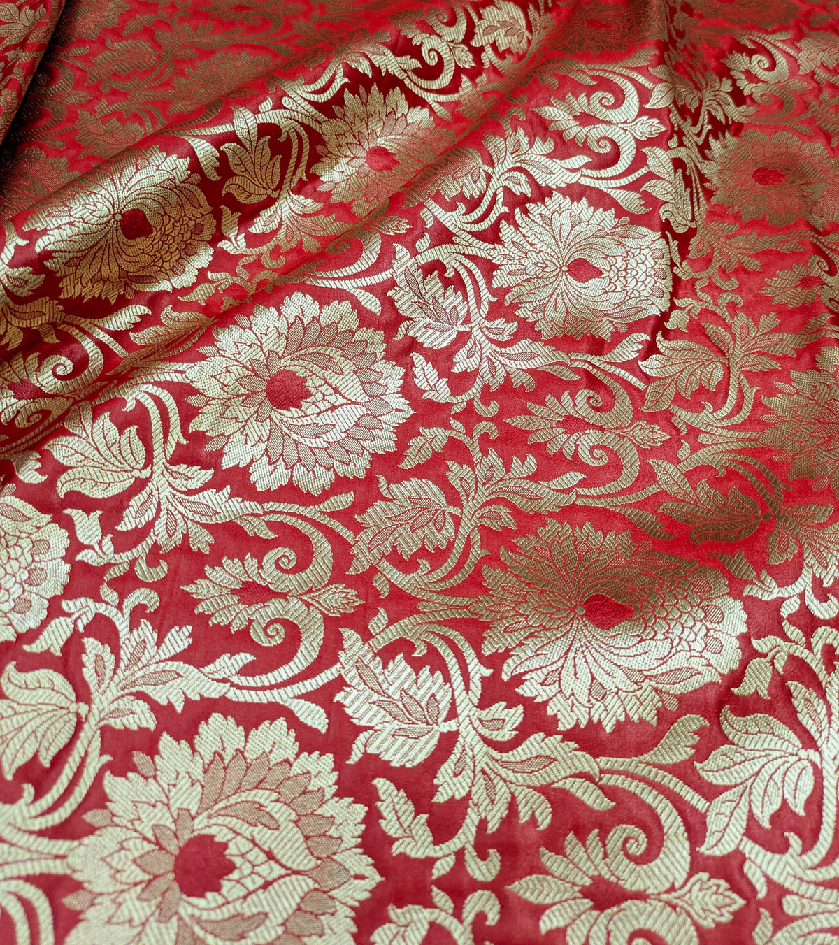 Red Brocade fabric Jacquard fabric Gold brocade fabric Wedding bridal dress fabric Festival clothing Home Decor fabric by the yard- NFAF367