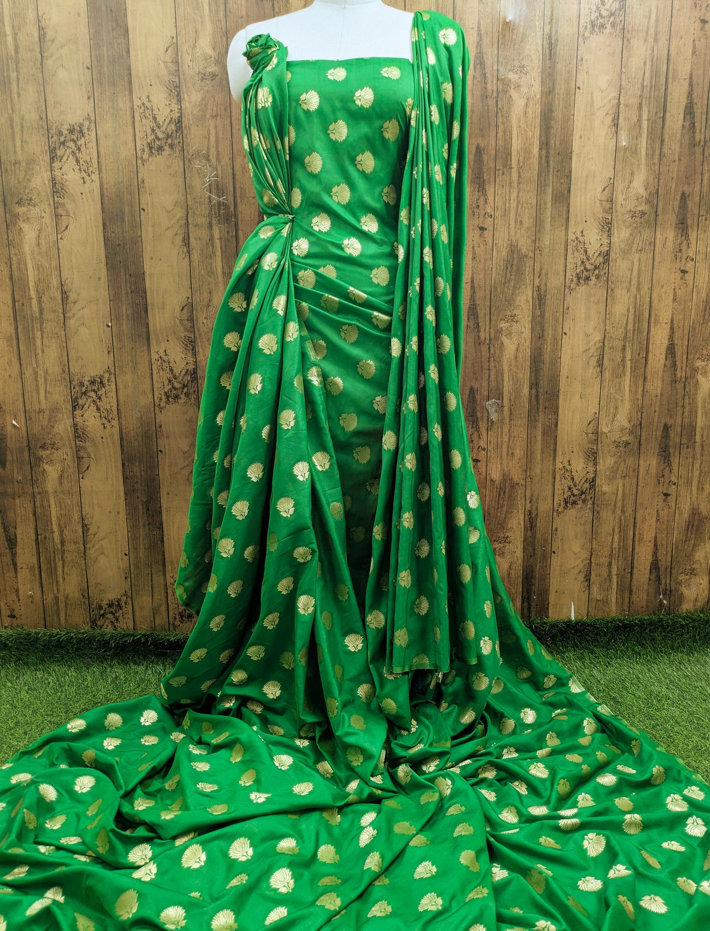 Green Gold damask jacquard brocade Fabric Wedding Dress Rayon Silk Bridal Gown Brocade Home Decor Upholstery Brocade Fabric By The Yard