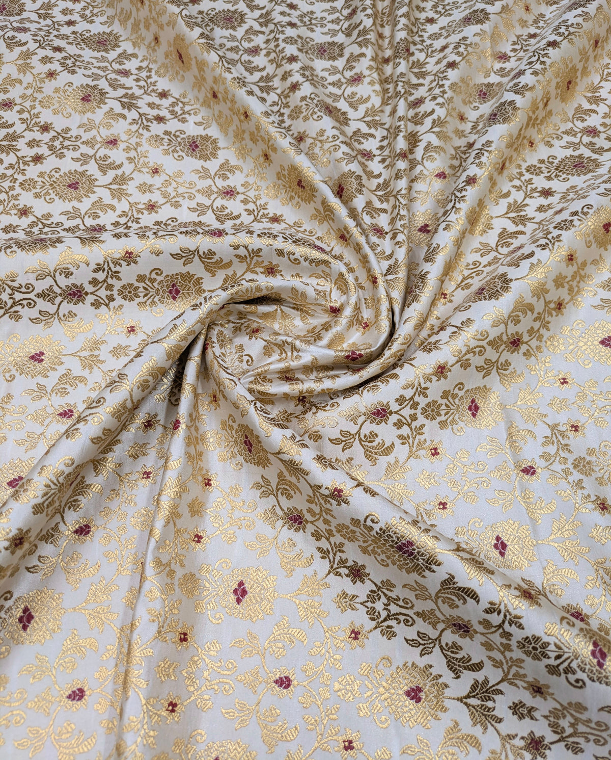 Indian brocade Jacquard fabric White gold Bridal dress Fabric Brokat Tissu Fabric by the yard Upholstery Luxury brocade fabric for dress- NFAF400