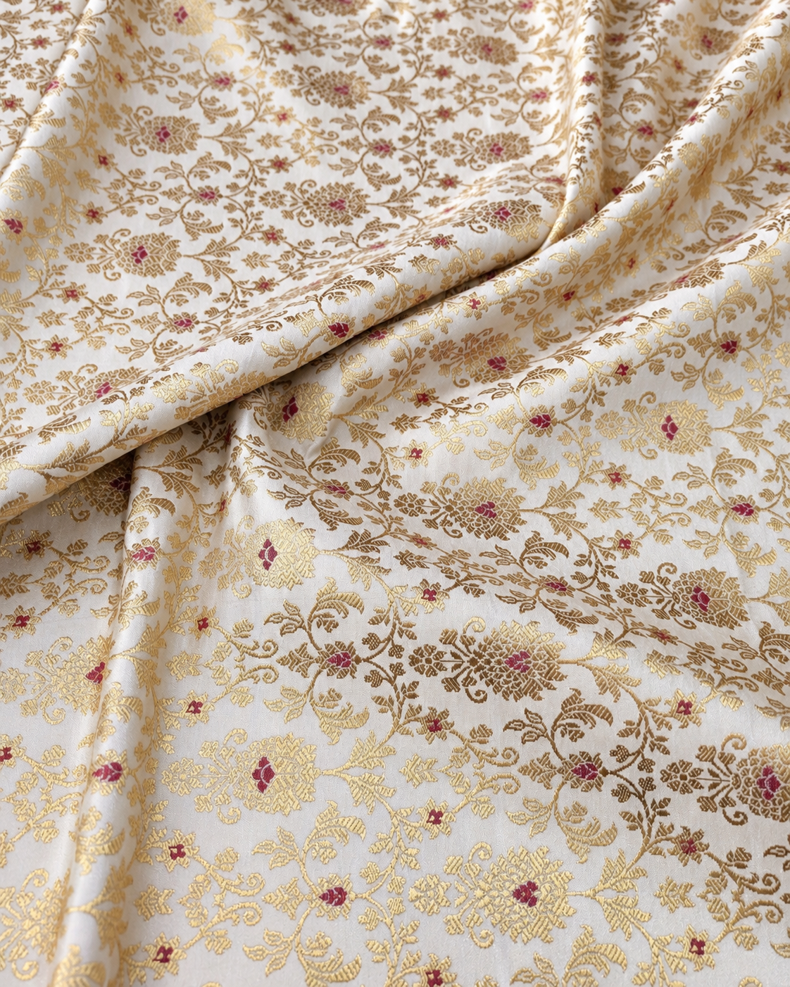 Indian brocade Jacquard fabric White gold Bridal dress Fabric Brokat Tissu Fabric by the yard Upholstery Luxury brocade fabric for dress- NFAF400