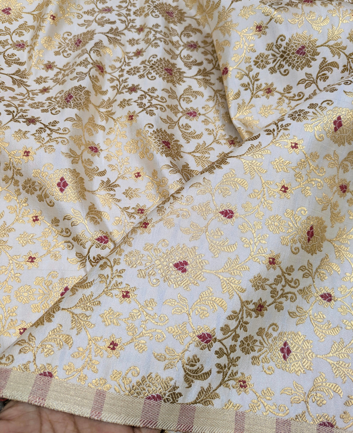 Indian brocade Jacquard fabric White gold Bridal dress Fabric Brokat Tissu Fabric by the yard Upholstery Luxury brocade fabric for dress- NFAF400