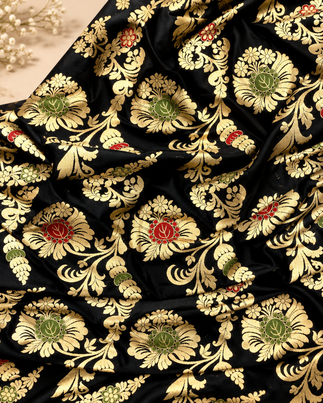 Brocade Fabric Black Gold Jacquard fabric Wedding Dress Salwar Suit Designer fabric Brocart tissue Haute couture Brocade Fabric by the yard