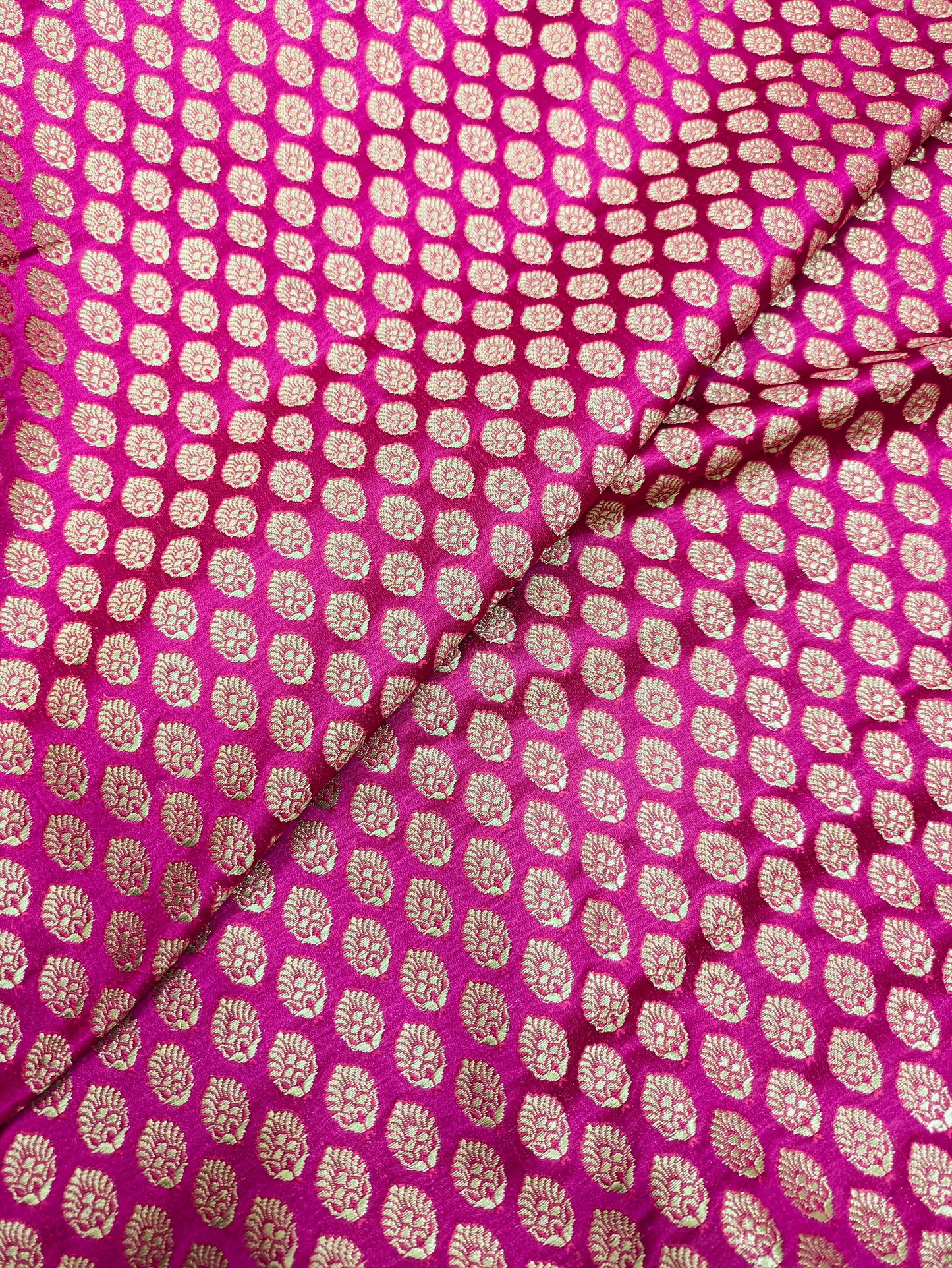Banarasi Brocade fabric, Pink Gold Jacquard fabric, Floral brocade, Historical fabric, Designer fabric, Renaissance fabric, Gothic fabric - NFAF405