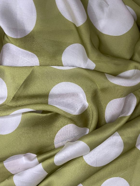 Crepe Satin Fabric in Green color, Multiple lengths will come in the continuous piece - NF406