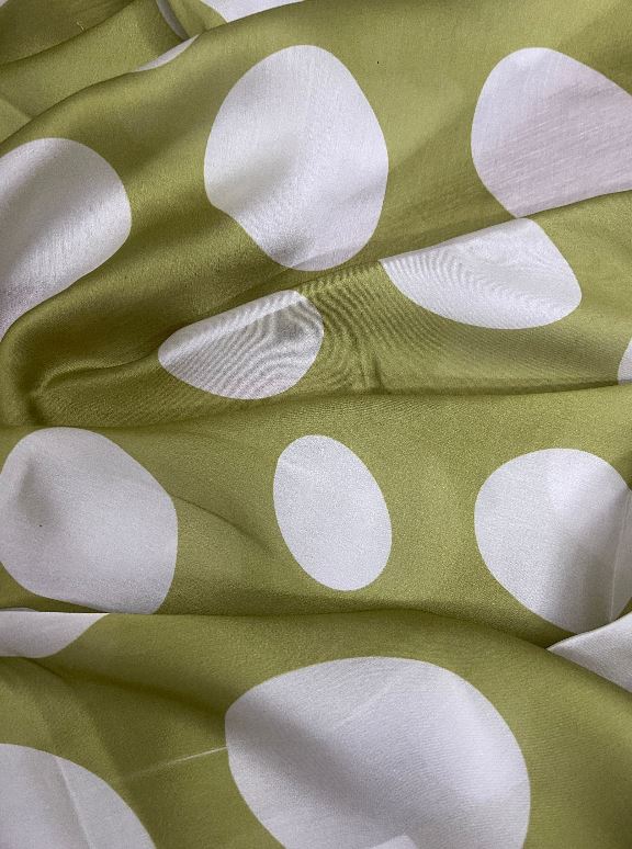 Crepe Satin Fabric in Green color, Multiple lengths will come in the continuous piece - NF406