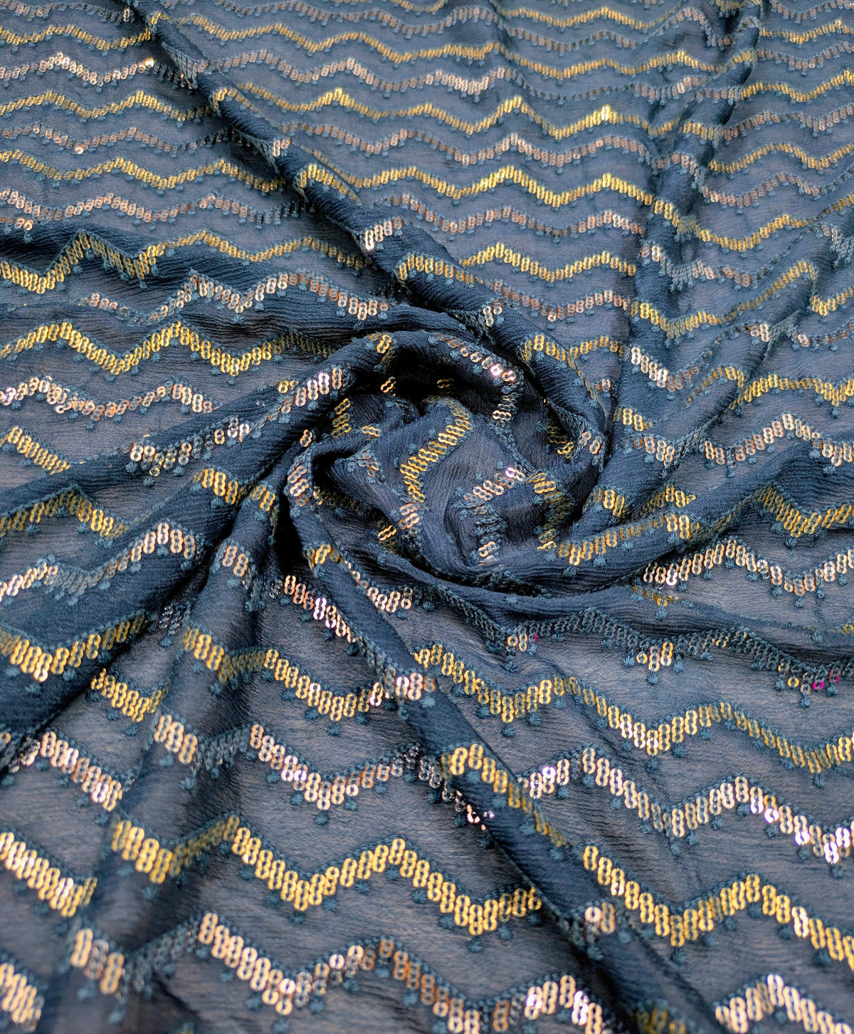 Embroidered chiffon fabric, Sequins fabric, Wedding dress, Wedding inspiration, Floral design, Royal fabric, Indian fabric - NFAF408