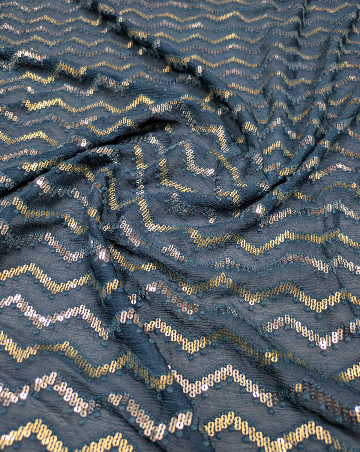 Embroidered chiffon fabric, Sequins fabric, Wedding dress, Wedding inspiration, Floral design, Royal fabric, Indian fabric - NFAF408